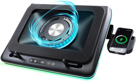 IMMOENUC- Compressed Air Laptop Cooling Pad with Wireless Charging RGB Laptop Cooler Stand with Powerful External Turbo Cooling Fan Compatible with 14-inch and Above MacBook/Dell/HP/Lenovo Laptops