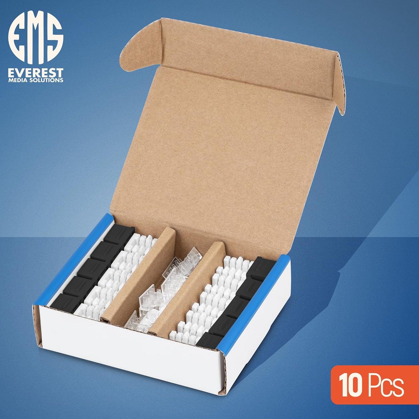 Everest 90° Angled RJ45 Cat6 Keystone Jacks 10-Pack in Black - Slim Profile Female RJ45 Connectors - Cat 6 Keystone Jack - Compatible with 90° Angled Speed Termination Tool - easyJACK (B094WB91H3)