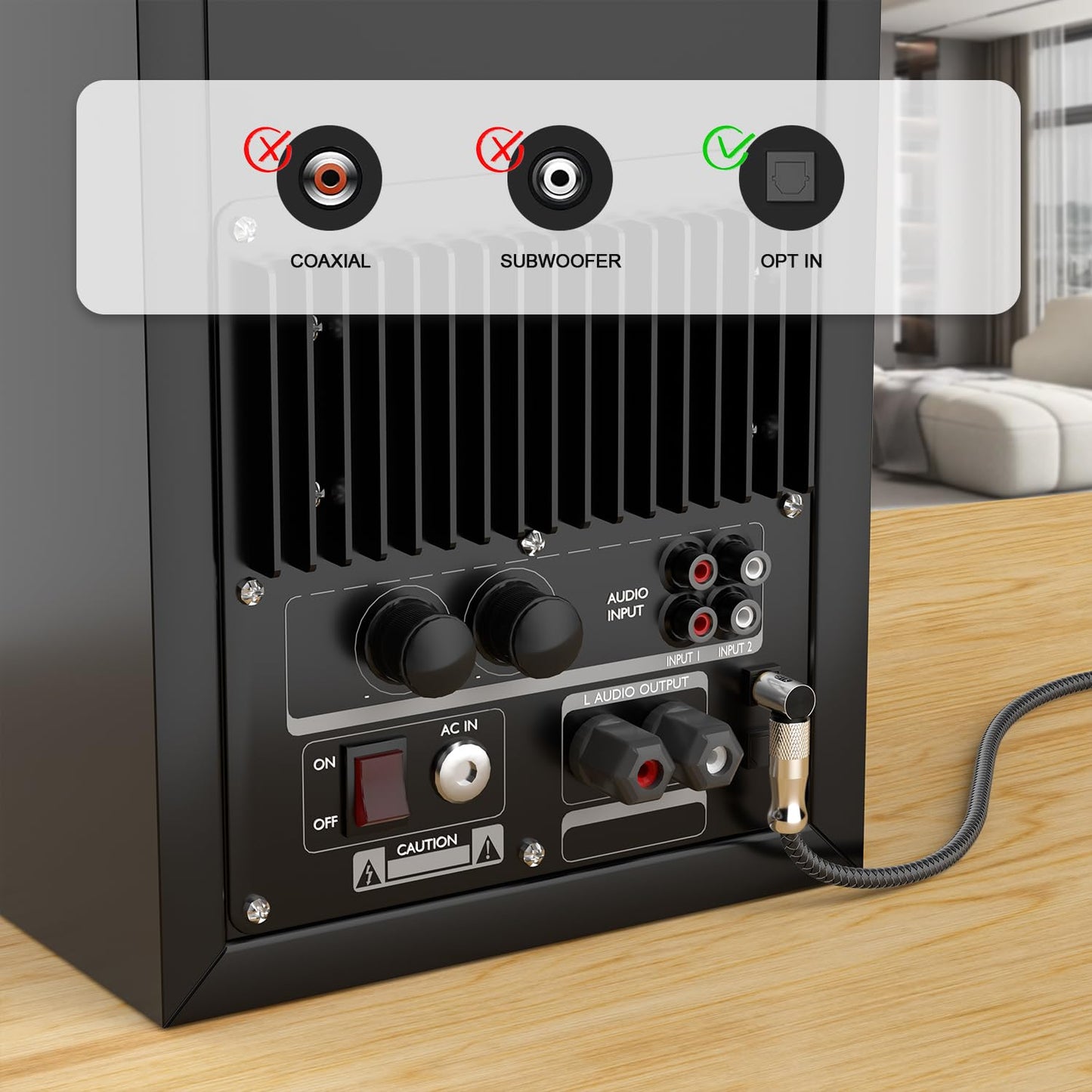 EMK Premium 24K Gold-Plated Right Angle Optical Cable – 90° Toslink to Toslink (10M/30Ft), 360° Rotatable for Soundbars, TVs & Home Theater