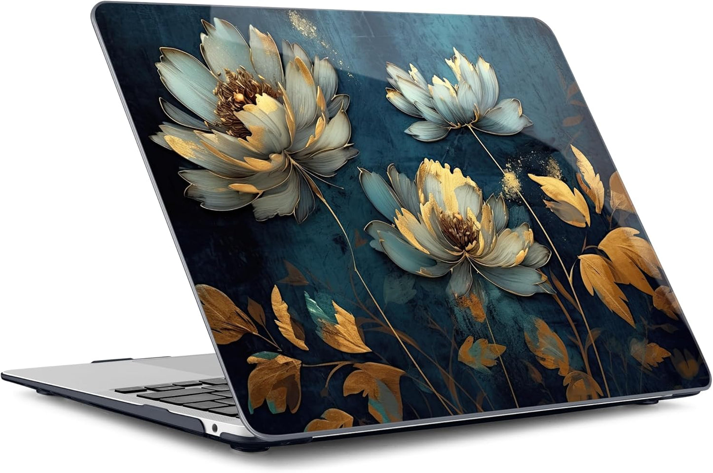 Batianda Case for M1 MacBook Air 13 Inch Model A2337 A2179 A1932 2020 2019 2018 Release,3D Painted Creative Series Design Hard Shell with Keyboard Cover & Screen Protector, Blooming Flowers