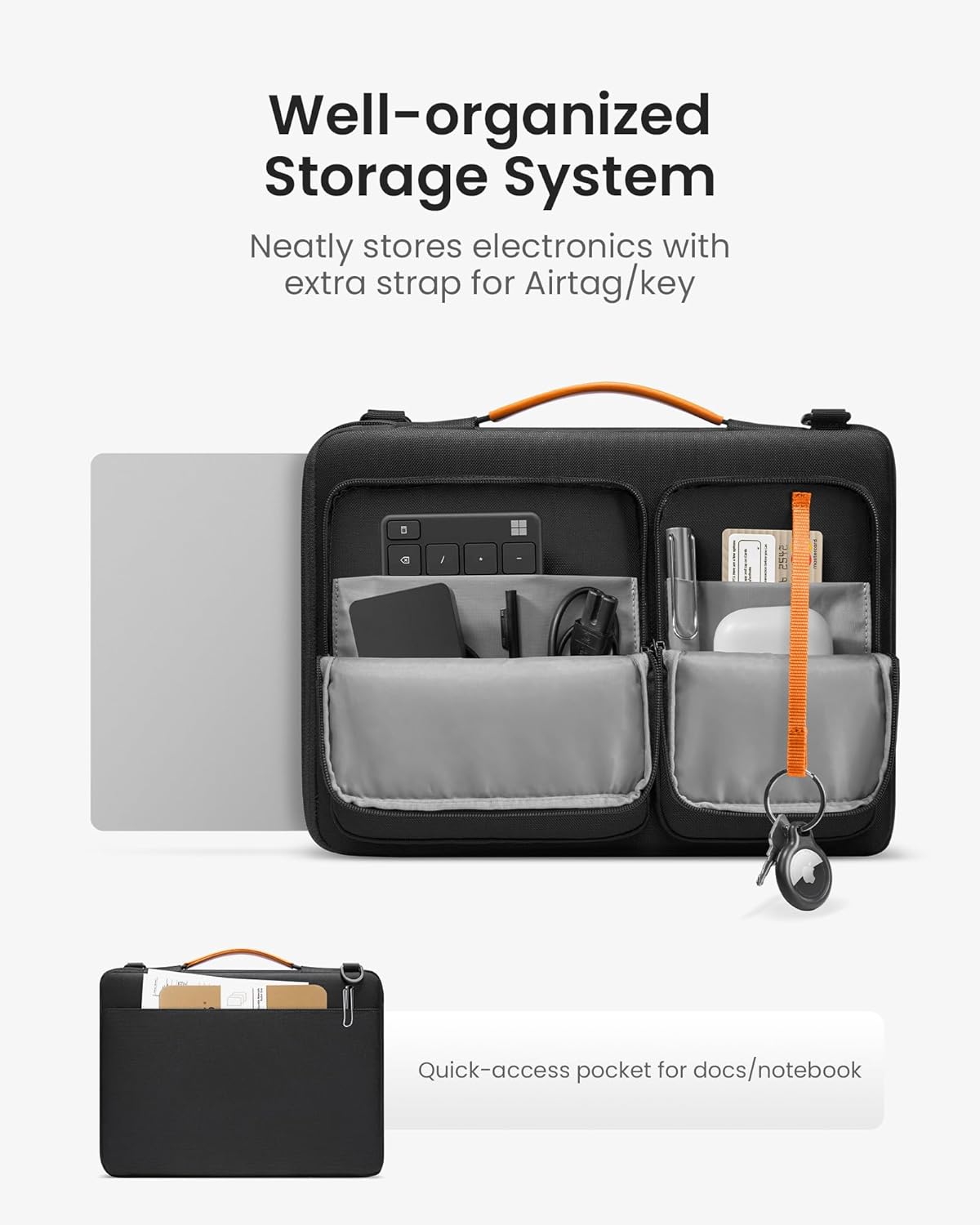 tomtoc 360° Protective Laptop Shoulder Bag for 15.6 Inch Laptop, Fit Acer Aspire 3/5/7, Dell Inspiron/XPS, ASUS ROG/TUF, Lenovo ThinkPad L/E/T/P/V, Waterproof Accessory Case