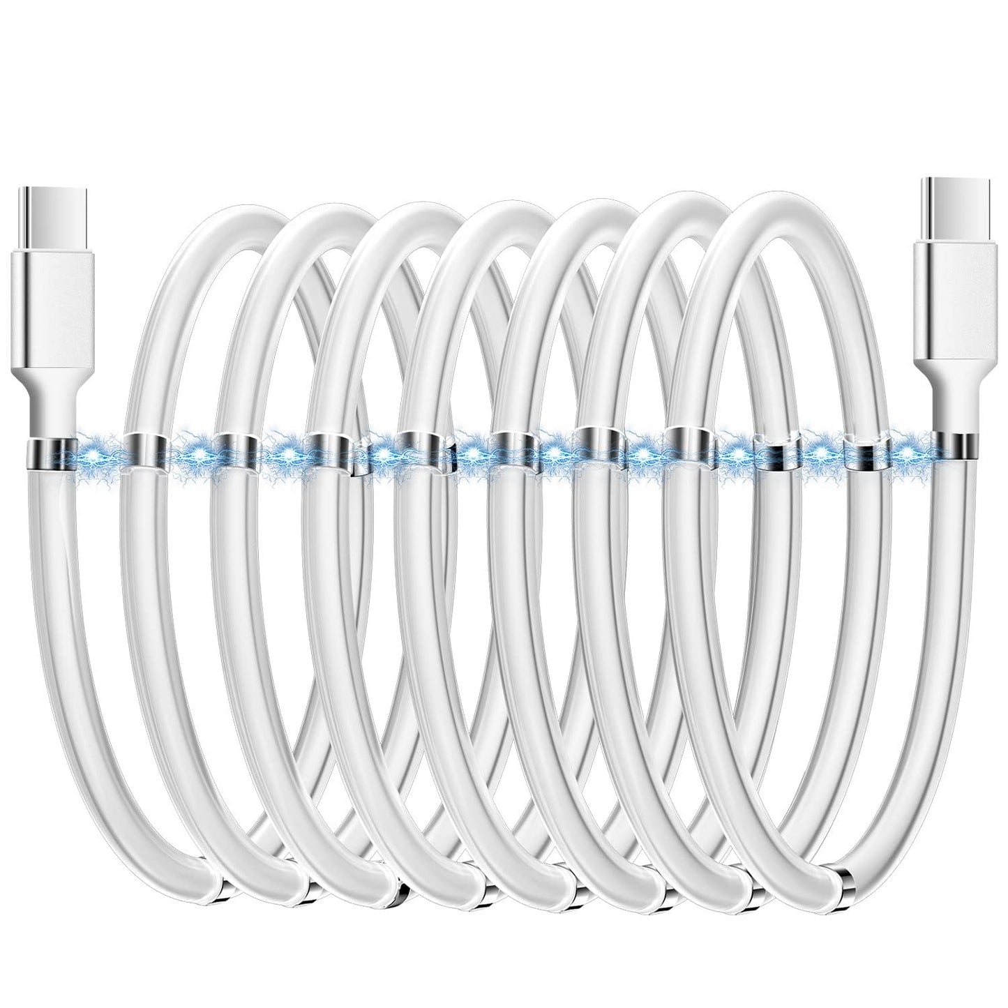 AICase Magnetic Charging Cable, Type C to Type C (6.5 FT) Super Organized Charging Magnetic Absorption Nano Data Cable for Samsung S23/S22/S21/S20 Ultra, MacBook Pro/Air, iPad Pro 12.9 11 Air Mini