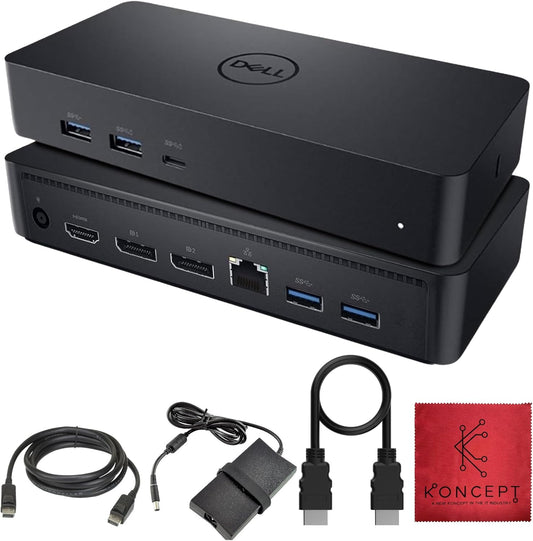 Dell D6000S Universal Docking Station USB C with 130W, HDMI & DP Cable (Renewed)