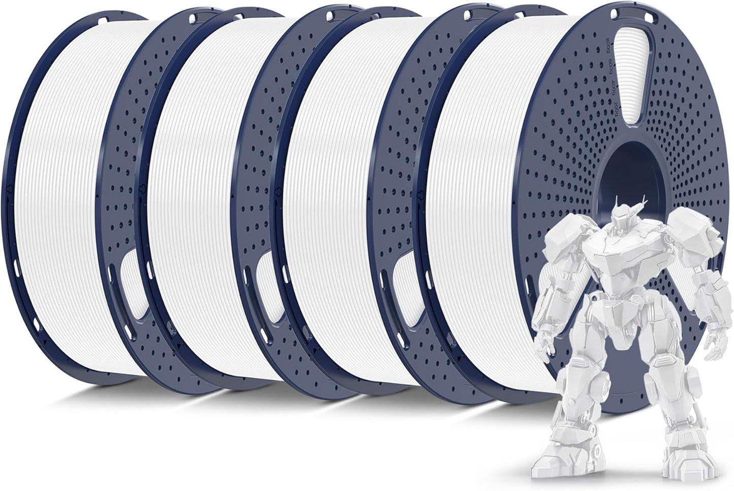 SUNLU PETG Filament 1.75mm 4KG Bundle, Less Stringing and Good Layer Adhesion, Individually Vacuum Packed, 3D Printer Filament 4kg, 1kg per Spool, Pack of 4, 4 Colors, 4 White