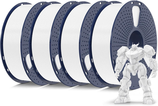 SUNLU PETG Filament 1.75mm 4KG Bundle, Less Stringing and Good Layer Adhesion, Individually Vacuum Packed, 3D Printer Filament 4kg, 1kg per Spool, Pack of 4, 4 Colors, 4 White