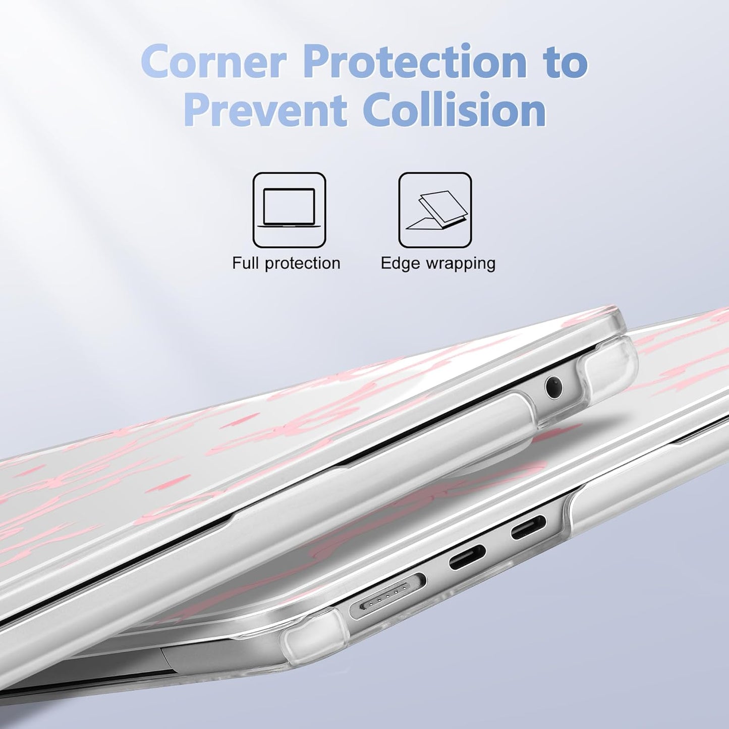 Case for MacBook Air 15 Inch 2025 2024 2023 Release M4 A3241 M3 A3114 M2 A2941, Hard Shell with Screen Protector & Keyboard Cover, Compatible with Touch ID, Bow