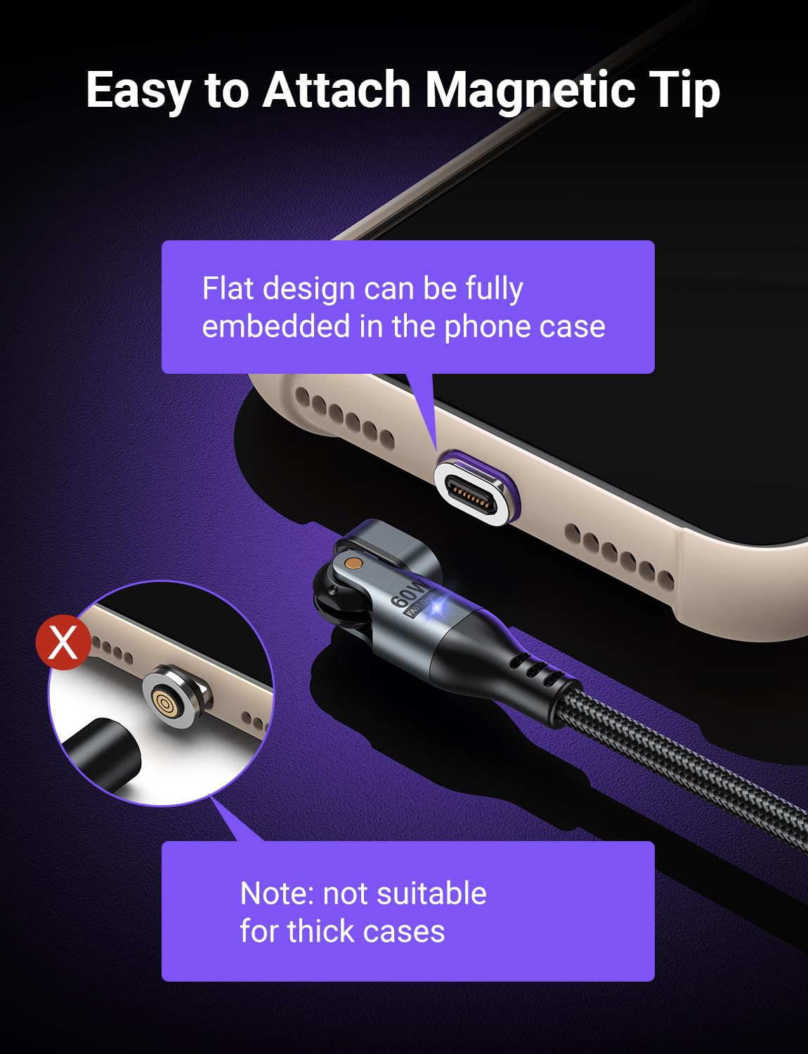 AUFU 16PIN USB C Magnetic Charging Cable (3Pack, 3.3/6.6/6.6ft), 180° Rotation Magnet Charger Cable/Magnetic USB C Cables/Magnet Phone Charger/Data Transfer Charging Cables for Phone/Tablet/Laptop