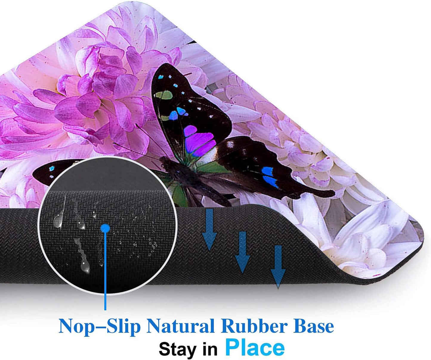 Black Butterfly Mouse Pad, White Daisy Mousepad for Design, Anti-Slip Rubber Base Wireless Mouse Pads for Laptop