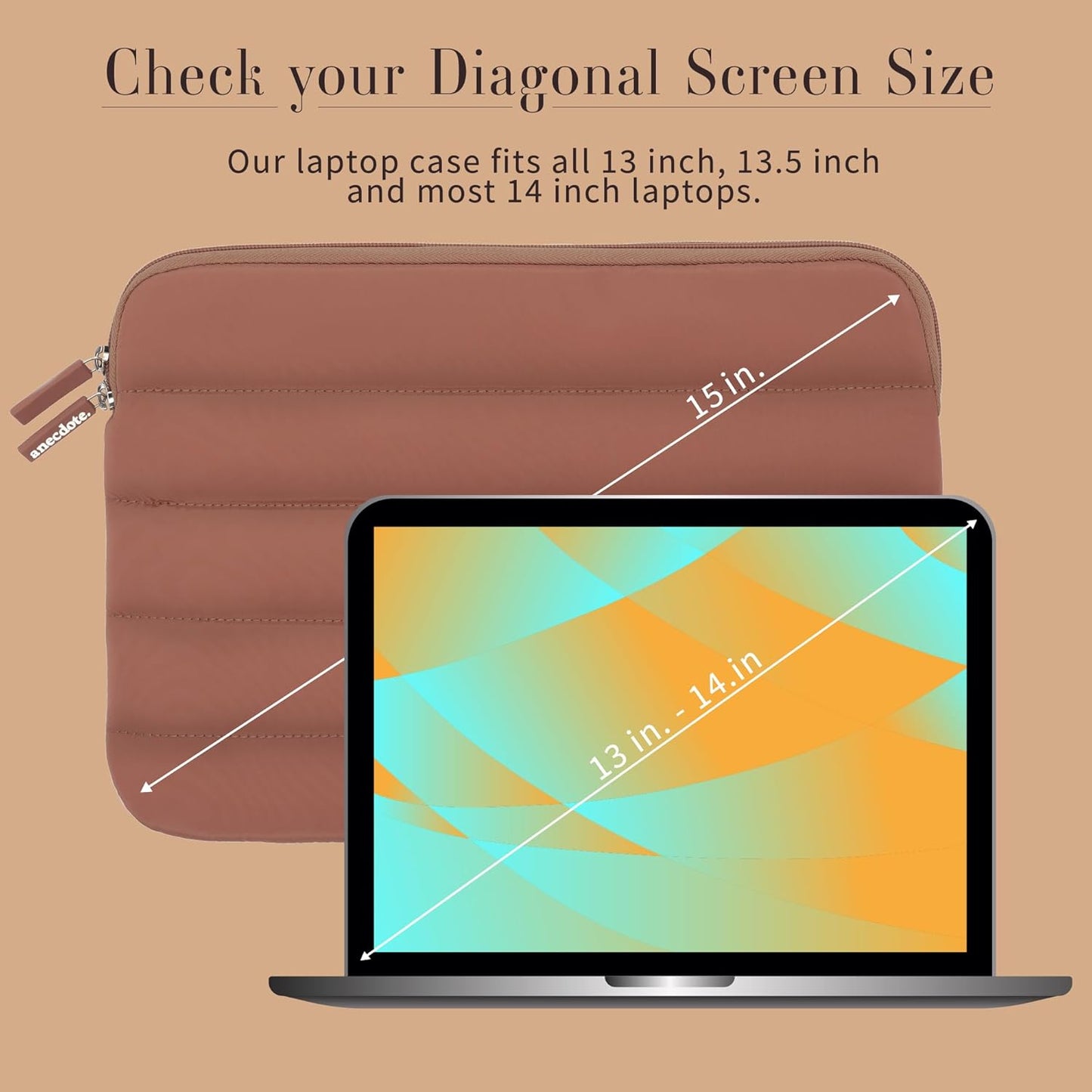 ANECDOTE Laptop Case 13-14 Inch – A Perfect Laptop Sleeve That is Compatible with MacBook Air/Pro and iPad Pro 12.9 – Fits in Your Bag, Made of 100% Nylon with Aesthetic Design (Mauve)