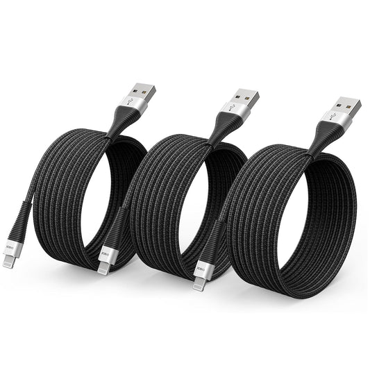 iPhone Charger 3 Pack 6 Ft [Apple MFi Certified] USB to Lightning Cable Fast Charging Cord Compatible with iPhone14/13/12/11 Pro Max/Pro/XS Max/XS/XR/X/8 Plus/8/7/iPad/iPod/AirPods, Black
