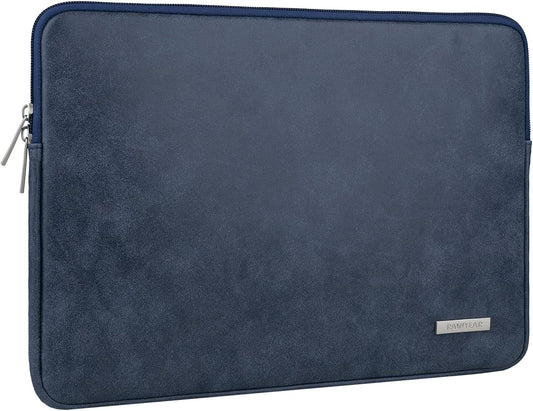 RAINYEAR 13 Inch Laptop Sleeve PU Suede Leather Case Water Resistant Cover Carrying Bag Compatible with 13.3" MacBook Air/Pro A3113 A3240 A2338 A2681 A2337 A2159 A2179 A2251 A2289(Deep Blue)