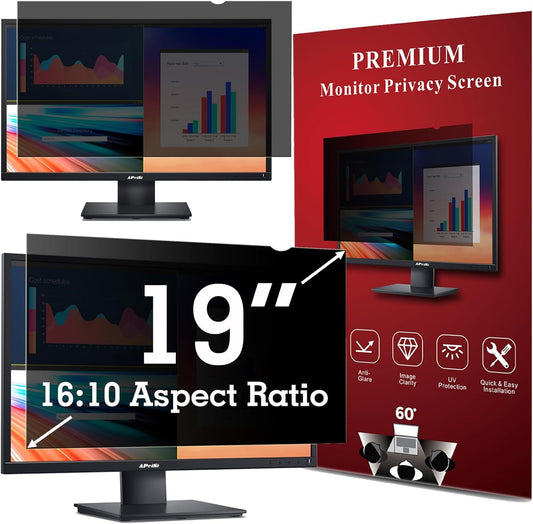 19 Inch Privacy Screen Filter for 16:10 Widescreen Monitor | Privacy Shield | Anti-Glare | Anti-Blue light Protector | Eye Protection | Computer Security Private Filter