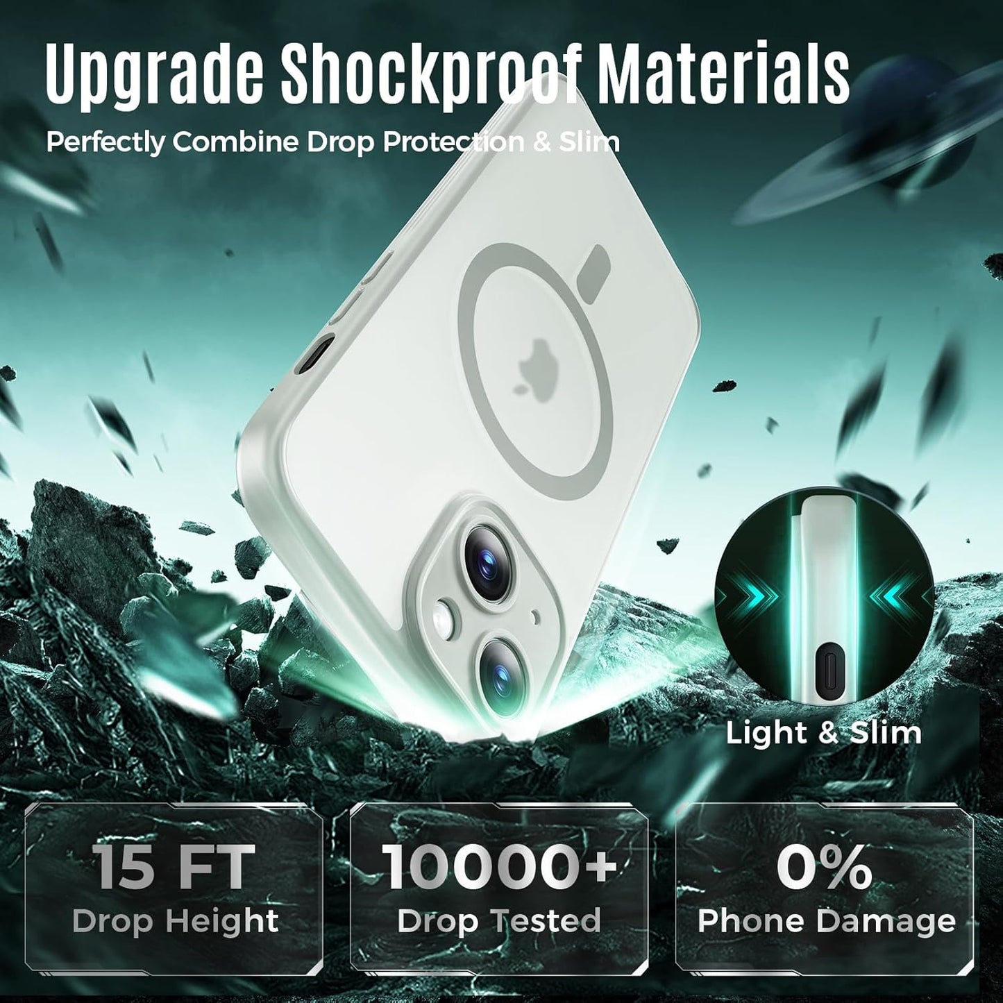 Designed for iPhone 14 Case, Compatible with MagSafe, with Privacy Screen Protectors X2, [Camera Protection] [15FT Military Drop Protection] Shockproof Phone Case, 6.1", Calke Green