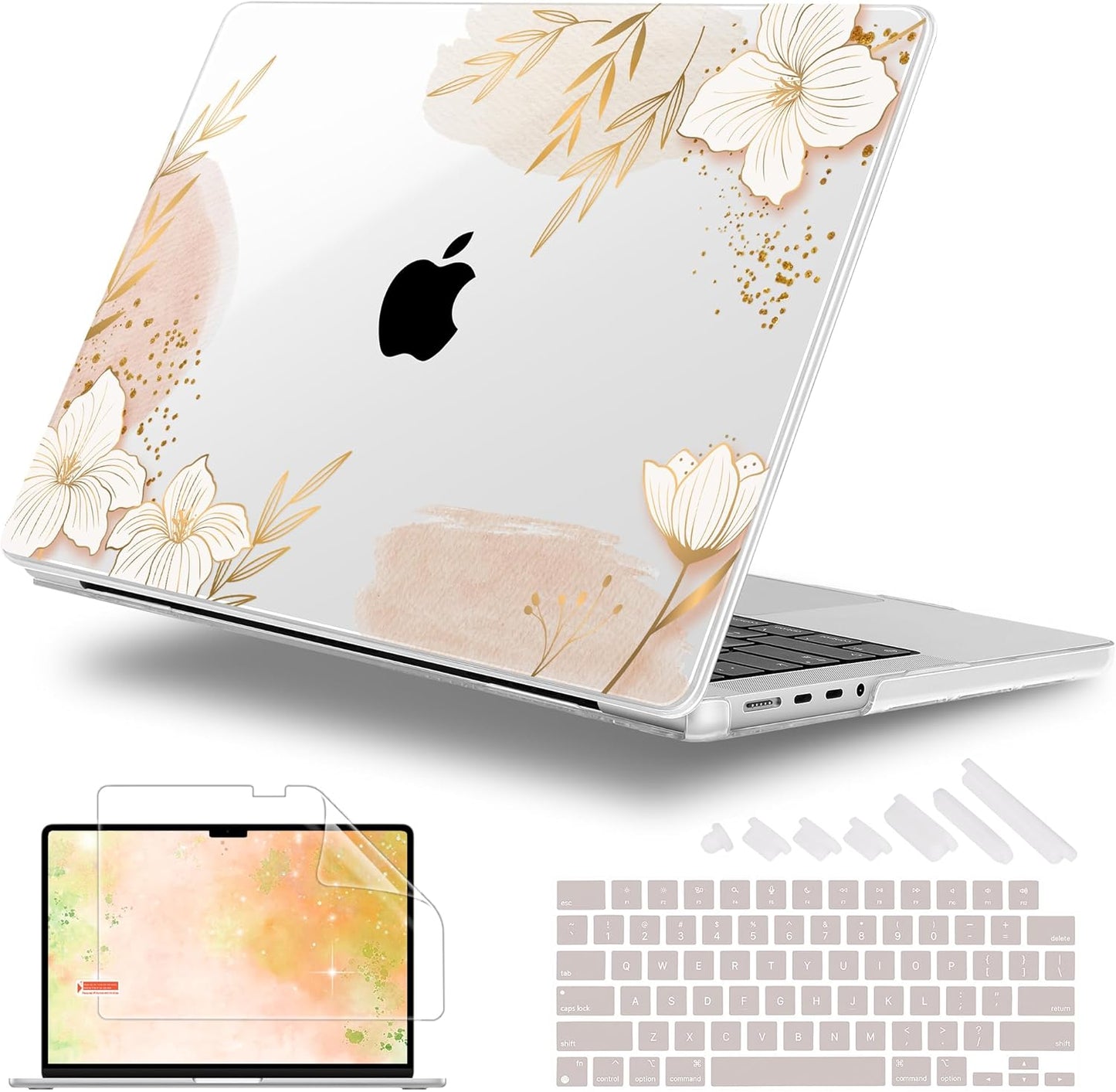 for MacBook Pro 16 inch Case 2021 2022 2023 2024 Release A3186 A3403 M4 A2991 M3 A2780 M2 A2485 M1 Pro/Max, Hard Shell Case with Screen Protector & Keyboard Cover, Floral P295