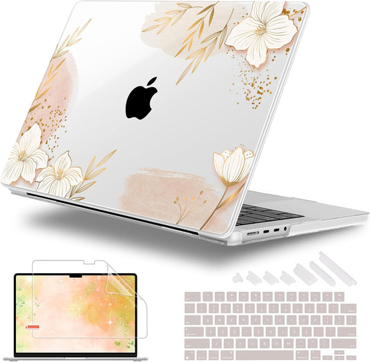 for MacBook Pro 16 inch Case 2021 2022 2023 2024 Release A3186 A3403 M4 A2991 M3 A2780 M2 A2485 M1 Pro/Max, Hard Shell Case with Screen Protector & Keyboard Cover, Floral P295