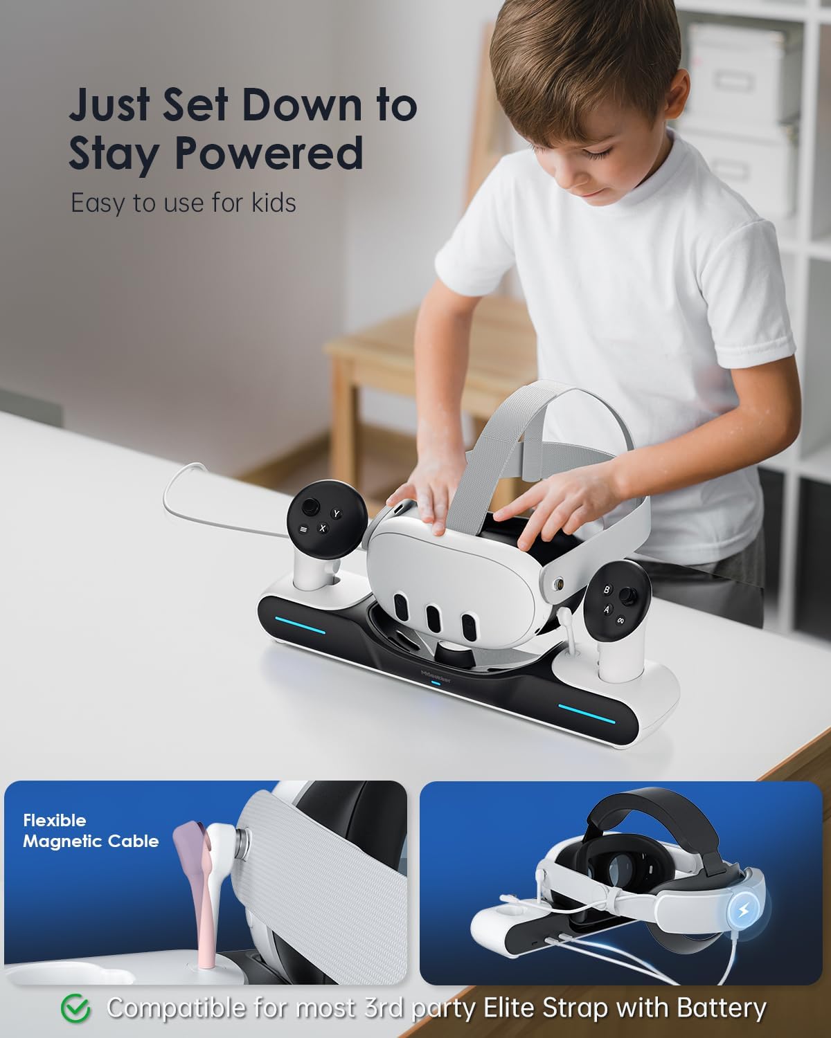 Charging Dock for Meta Quest 3 Charging Station Magnetic Charger for Meta Quest 3 Accessories Charging Stand