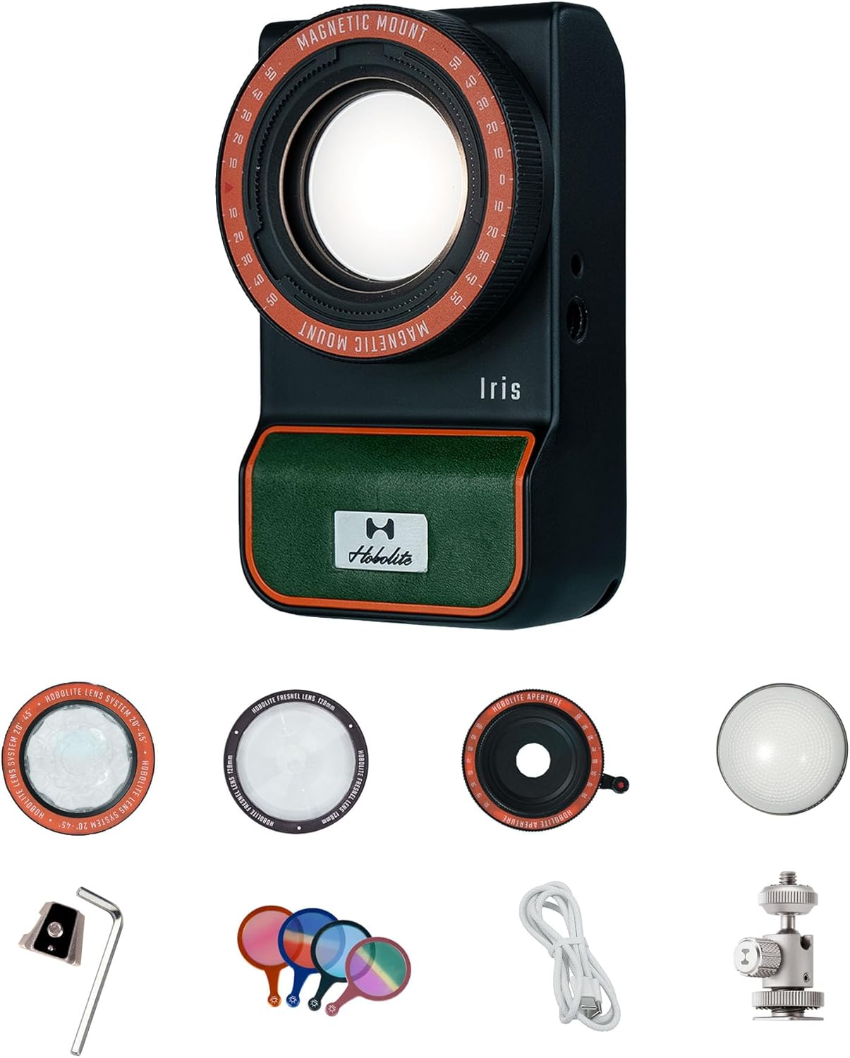 Iris Portable LED Photography Light Kit with LCD Display, App Control, CRI/TLCI 96+, 2700-6500K Bi-Color Indoor/Outdoor Lighting for Content Creators, Jungle Edition, 5W