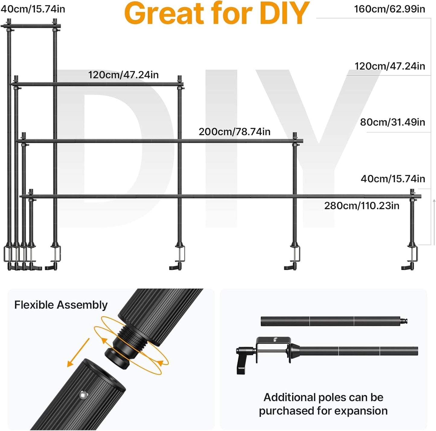 JUSMO LS15 Desk Overhead Camera Mount Rig Top-Down Shots, Professional Aluminum Tabletop Multi-Device Mount Platform for Product Photography/Video Making/Picture Taking/Live Stream and More