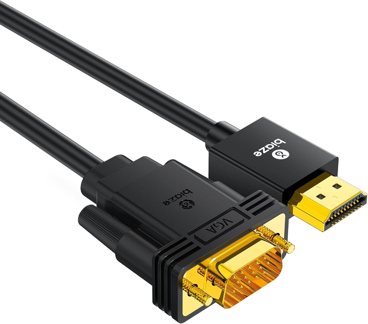 10ft HDMI to VGA Cable – 1080P HD Video Converter Cord for Laptop, TV Box, PS4, Monitor, Projector (Black, 3M)