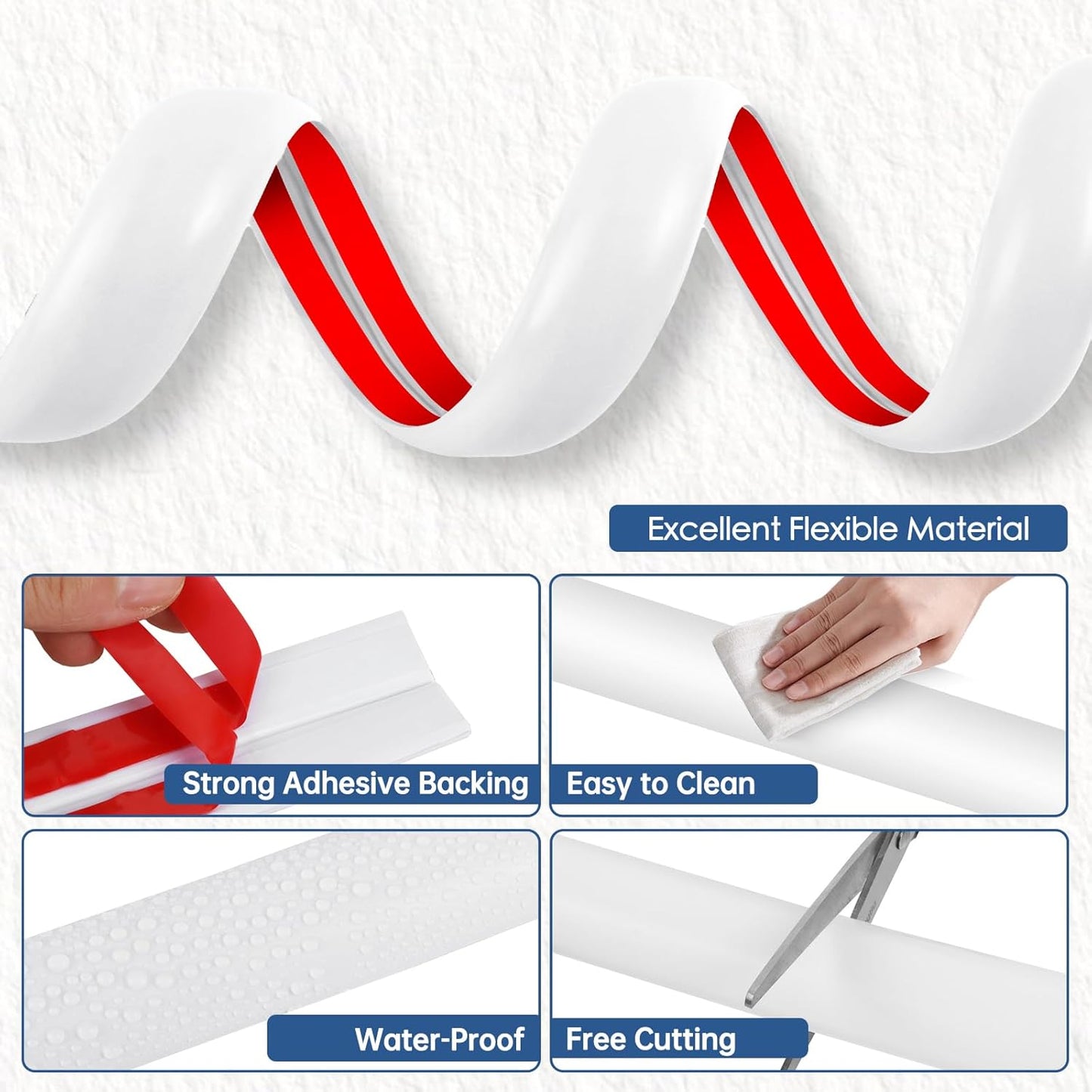 Floor Cord Cover for Wires on Floor Self Adhesive Cord Hider Floor Cable Management Wire Covers for Cords Protector Prevent Cable Trips Cord Cavity W 0.32" x H 0.32", White, 20Ft