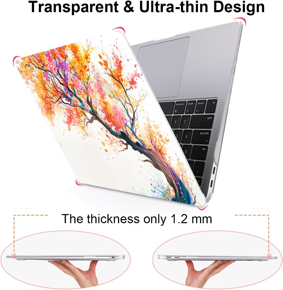 Compatible with MacBook Air 13 inch Case M1 A2337 A2179 A1932 2021 2020 2019 2018 Release with Retina Display & Touch ID, Crystal Pattern Plastic Hard Shell Case Cover, Phoenix Tree Flowers
