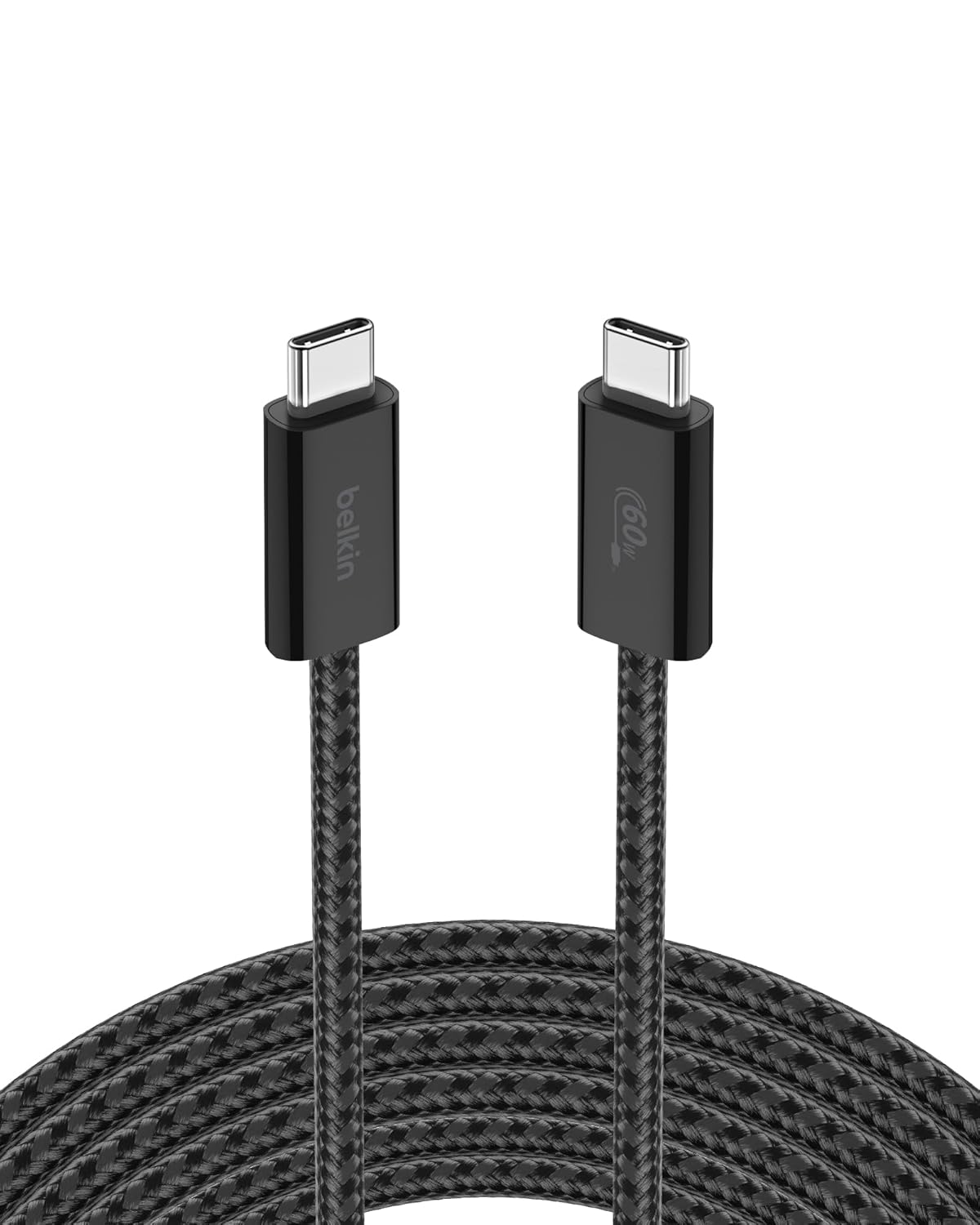 Belkin USB C to USB C Cable, 9.9ft, 60W - Type C Charger, iPhone Charger Cord, Soft, Braided, Flexible for iPhone 16, Galaxy S25, Pixel 9, Airpods, iPad Pro, Tablet & More, Travel Essentials - Black
