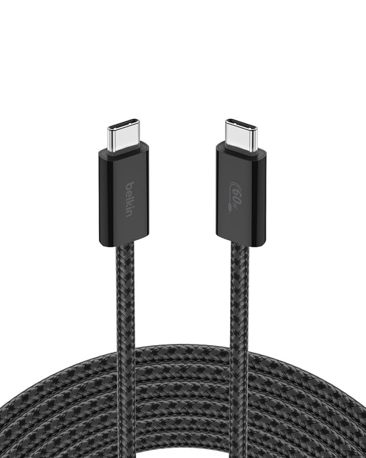 Belkin USB C to USB C Cable, 9.9ft, 60W - Type C Charger, iPhone Charger Cord, Soft, Braided, Flexible for iPhone 16, Galaxy S25, Pixel 9, Airpods, iPad Pro, Tablet & More, Travel Essentials - Black