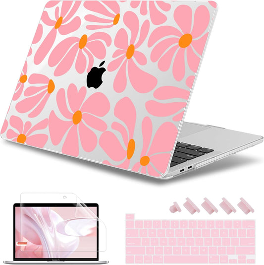 May Chen Case for MacBook Pro 13 inch M2 2023,2022,2021,2020 A2338 M1 A2251 A2289, Plastic Hard Shell Case for MacBook Pro 13" with Touch Bar Fits Touch ID, Groovy Flower