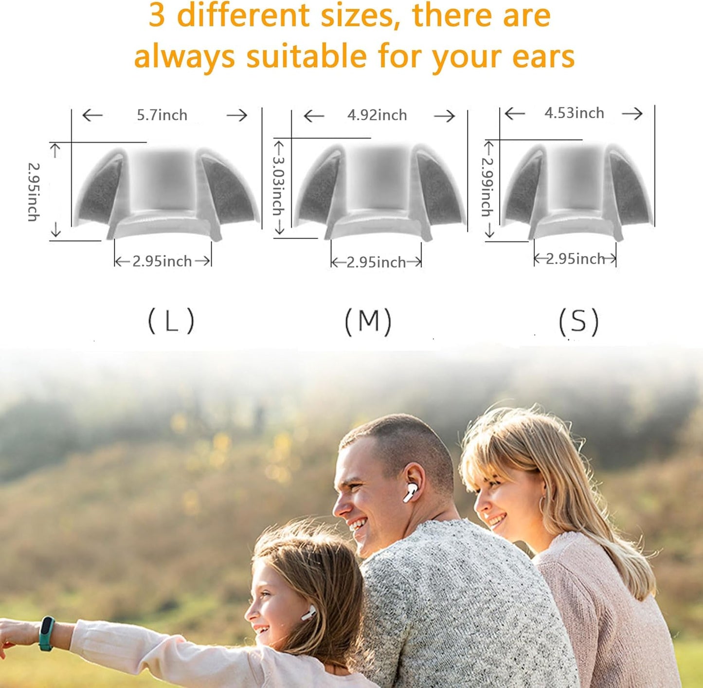 Airpod Pro Ear Tip Memory Foam & Silicone Hybrid Ear Tips, Perfect Noise Reduction, Stays in Your Ears, Ultra-Comfort, Anti-Slip Eartips, Fit in The Charging Case (Grey, Assorted S/M/L)