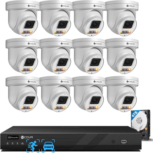 4COVR 16 Channel PoE PTZ Security Camera System, 12X 5MP IP PTZ Camera Two Way Audio, 280ｰ Pan 90ｰ Tilt 5X Optical Zoom, Smart Color Night Vision, Human Vehicle Detection, 4K NVR 4TB HDD, LY5XCP5M1612