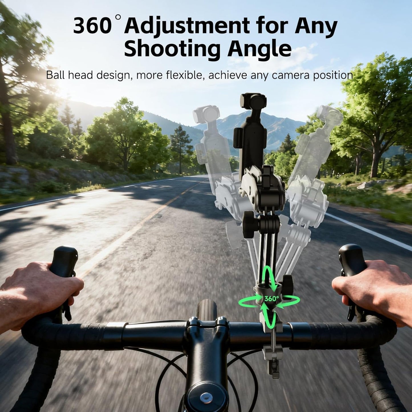 MOVMAX Blade Arm Bike Motorcycle Handlebar Mount Stabilizer, Camera Clamp Mount Shock Absorber for DJI Osmo Pocket 3, Insta 360, GoPro Hero Cameras w Ball Head, Pocket 3 Accessories