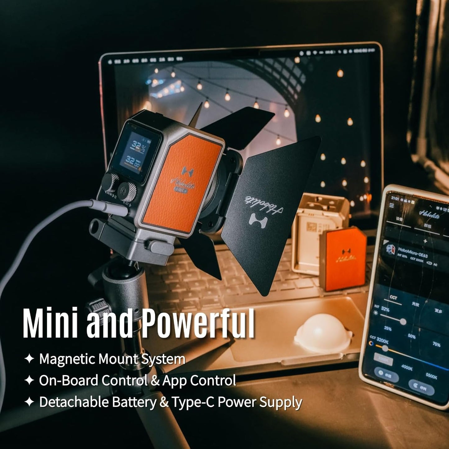 Harlowe Micro Portable Led Light for Camera 8W Bi-Color 2700K-6500K CRI/TLCI 96+ Small Camera Lighting Kit Mini Cube Fill Light for Photography and Video Recording Micro Master Kit