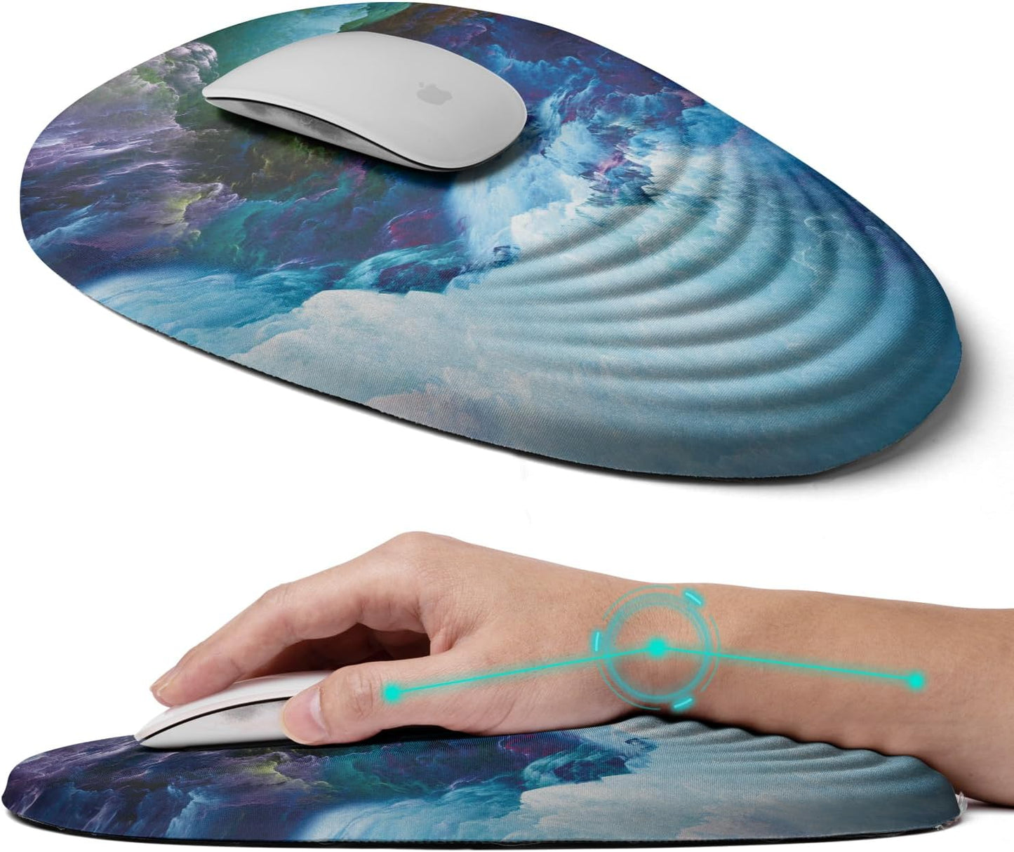 Ergonomic Mouse Pad with Wrist Rest Support,Mousepad Relief Carpal Tunnel Pain, Entire Memory Foam Mouse Pad with Non-Slip PU Base, Wireless Mouse Pad,Falls Dazzling Galaxy