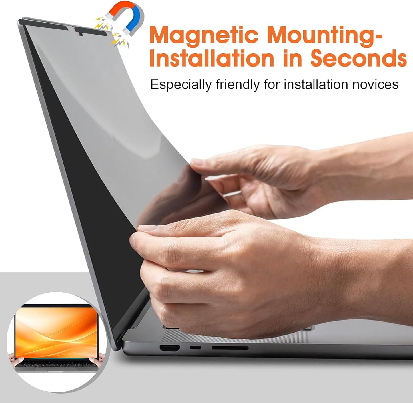 Magnetic Laptop Privacy Screen 13.3 Inch 16:9(Not for 1920x1200 Resolution)- Removable Anti-Glare Blue Light Filter, Computer Privacy Screen Shield for 13.3'' 1920x1080P Laptop Monitor