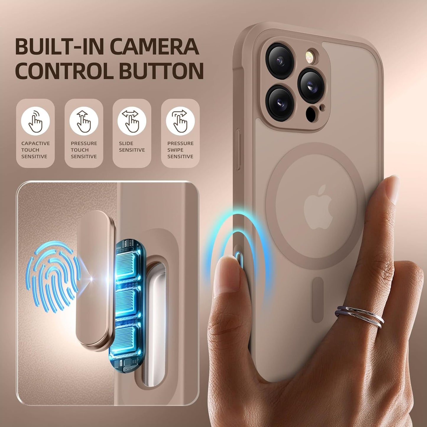 BERFY Magnetic for iPhone 16 Pro Max Case, Compatible with MagSafe, [Built-in 9H Tempered Glass Screen Protector & Camera Protection] Full Body Matte Phone case for 16 Pro Max, Withered Brown