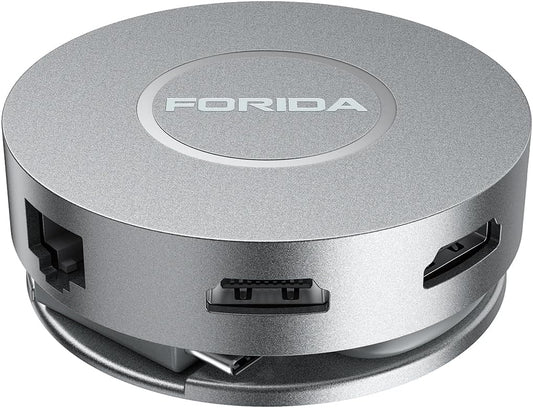 Micro USB C Docking Station Dual HDMI Monitor FORIDA USB C to USB Hub with 1 Gbps Ethernet 100W Power Delivery Micro SD Card Reader for MacBook/Dell/HP/Lenovo ThinkPad/Surface (Silver)