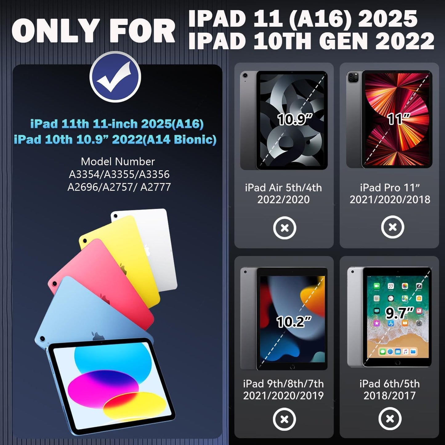 Ambison Case for iPad (A16) 11th Generation 11'' 2025/iPad 10th Generation 10.9''2022, Full-Body Heavy Duty Rugged Shockproof Protective Case with Kickstand-Black