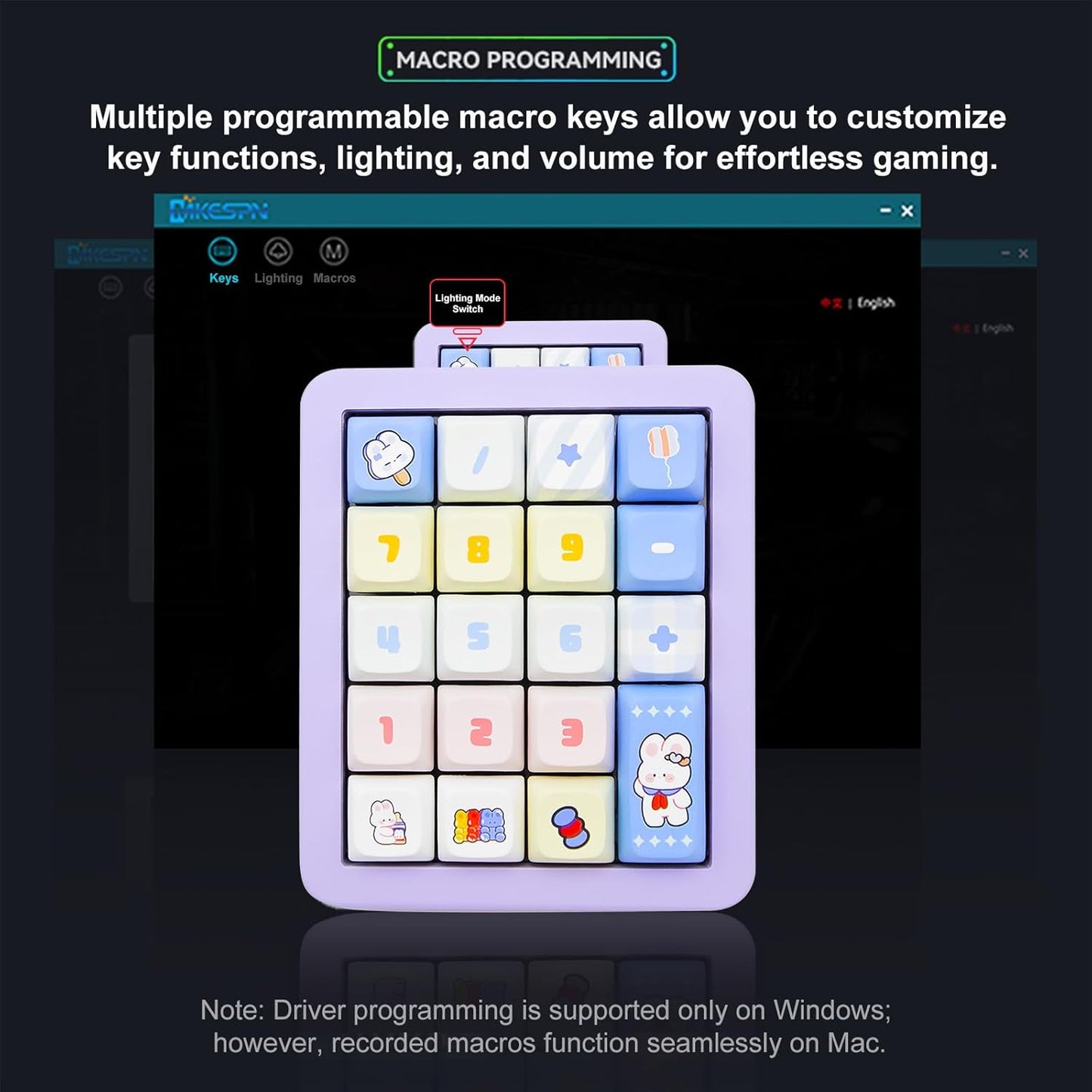 Adventurers K812 Wired Mechanical Numeric Keypad, 19-Key Hot-Swappable RGB Numpad, Macro Programmable, Detachable Type-C Cable, Game/Office Mode Switch – for PC/Laptop/Desktop (Purple)