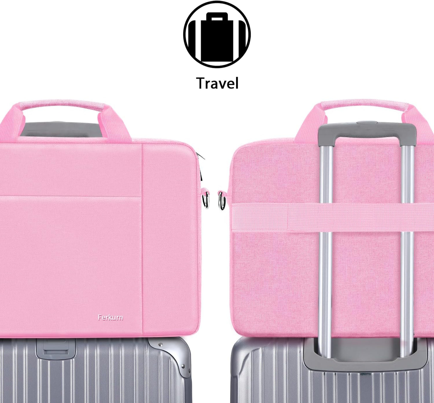 Ferkurn Laptop Bag Case for Women Men Computer Bag Compatible with HP Envy Pavilion Omen/LG Gram/MSI/Dell Inspiron XPS/Lenovo/Acer, Shoulder Strap Carrying Messenger Briefcase, Pink, 15.6 16 Inch