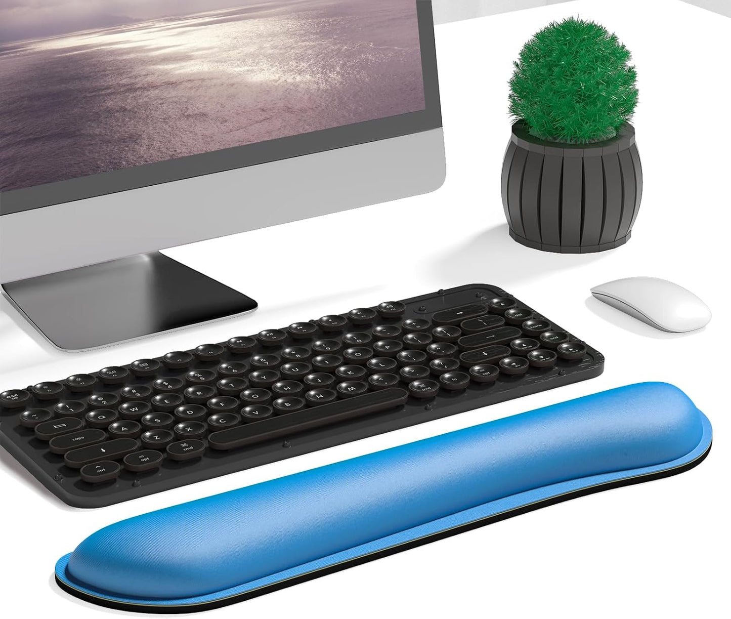 Dapesuom Enlarge Keyboard Wrist Rest, Memory Foam Keyboard Wrist Cushion for Computer Desk Mats Support, Typing Pain Relief Ergonomic Mouse Pad Rests with Non-Slip Base for Gaming, Laptop, Dark Blue