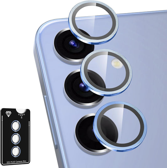 for Samsung Galaxy S25 Plus Camera Lens Protector, Individual Metal Ring Tempered Glass Lens Cover, [Strong Adsorption] Scratch Resistant Ultra-Thin HD Clear Lens Cover, 1 Set-Blue