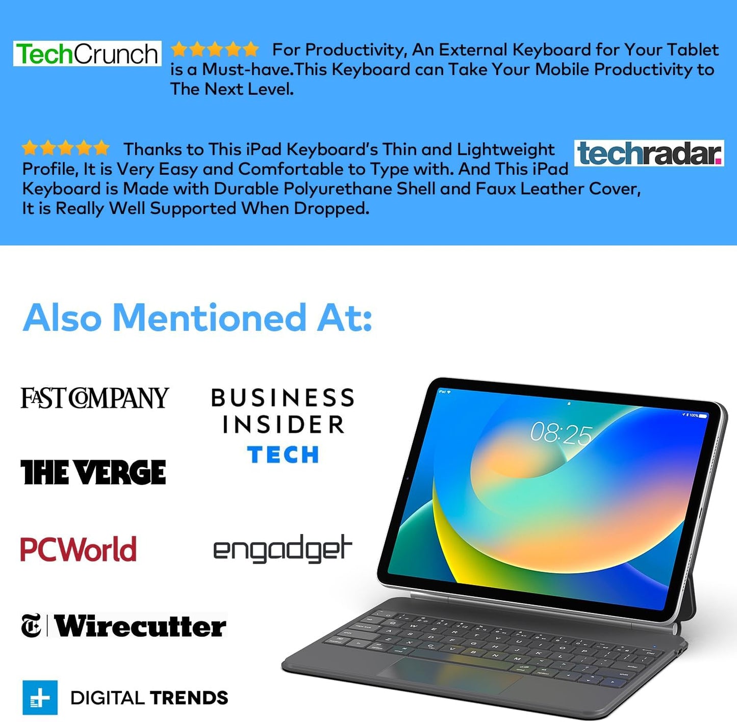 Keyboard Case for iPad 10th Generation 2022 & 11th (A16, 2025) – Magic-Style Keyboard with Multi-Touch Trackpad – Floating Cantilever Stand – Magnetic Case for iPad 10.9 inch 10th / 11th Gen.