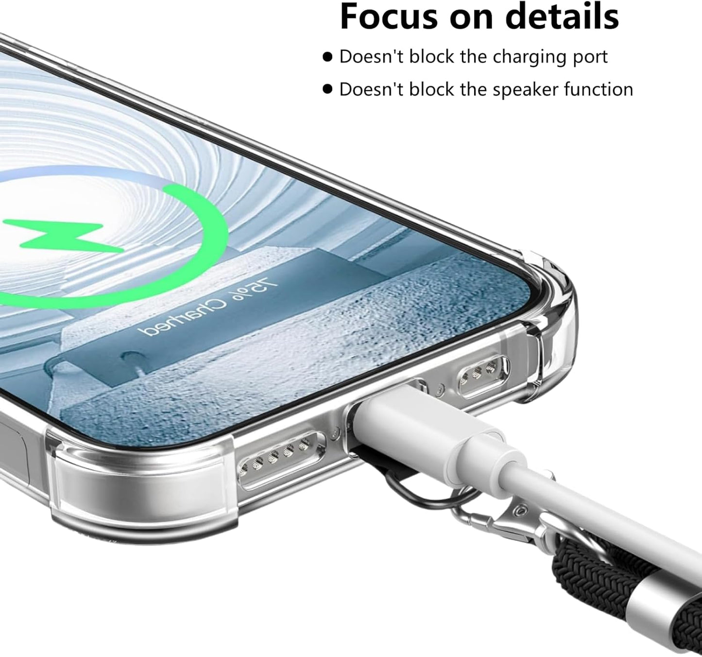 3 Pack Cell Phone Lanyard Patchs, Phone Tether Tab for iPhone, Phone Chain&Strap Replacement Part for All Fullcover Phone Cases - Black