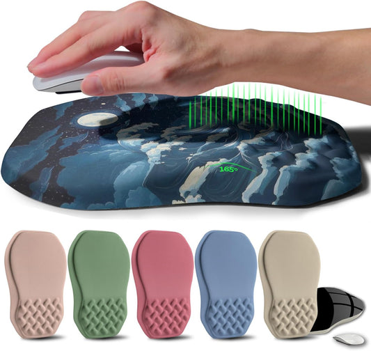 Ergonomic Raised Mouse Pad Wrist Support with Bilateral Slope Memory Foam Mousepad for Wrist Rest and Carpal Tunnel Pain Relief 11.8x7.9〃Indigo Fury Wave