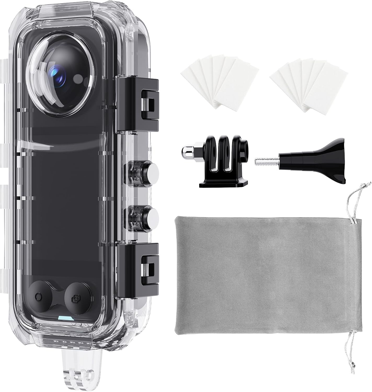 HONGDAK Invisible Dive Case for Insta360 X4, 45m/147ft Waterproof Case Protective Underwater Diving Housing Shell for Insta360 X4 with with Bracket Accessories & Anti- Fog Inserts