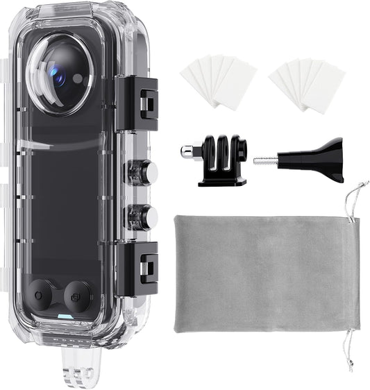 HONGDAK Invisible Dive Case for Insta360 X4, 45m/147ft Waterproof Case Protective Underwater Diving Housing Shell for Insta360 X4 with with Bracket Accessories & Anti- Fog Inserts