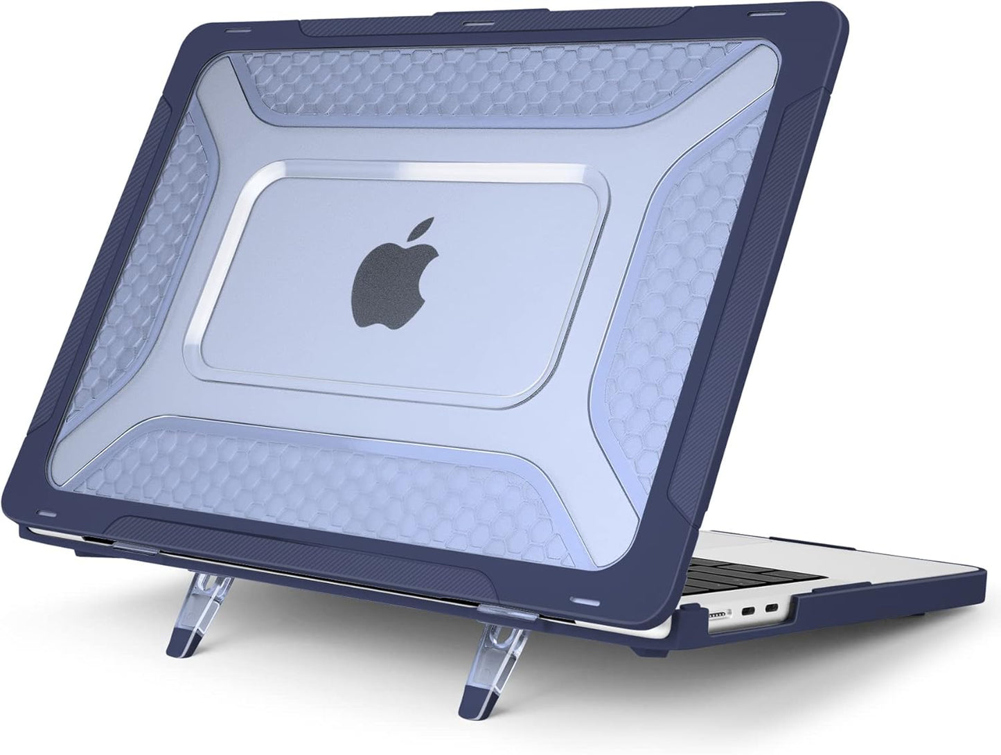 Batianda Case for New MacBook Air 13.6 inch 2025 M4 2024 2022 Release A3240 A3113 A2681 Model,Honeycomb Heavy Duty Protective Hard Shell with TPU Bumper Fold Kickstand & Keyboard Cover, Navy Blue