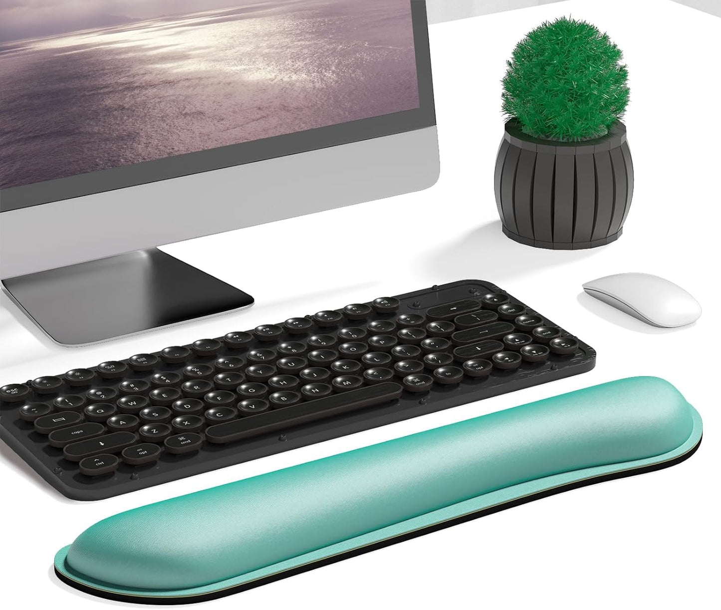 Dapesuom Enlarge Keyboard Wrist Rest Pad, Cute Memory Foam Wrist Rest for Computer Keyboard, Ergonomic Keyboard Mouse Wrist Support for Typing Pain Relief, Comfort for Office, Gaming, Laptop, Green