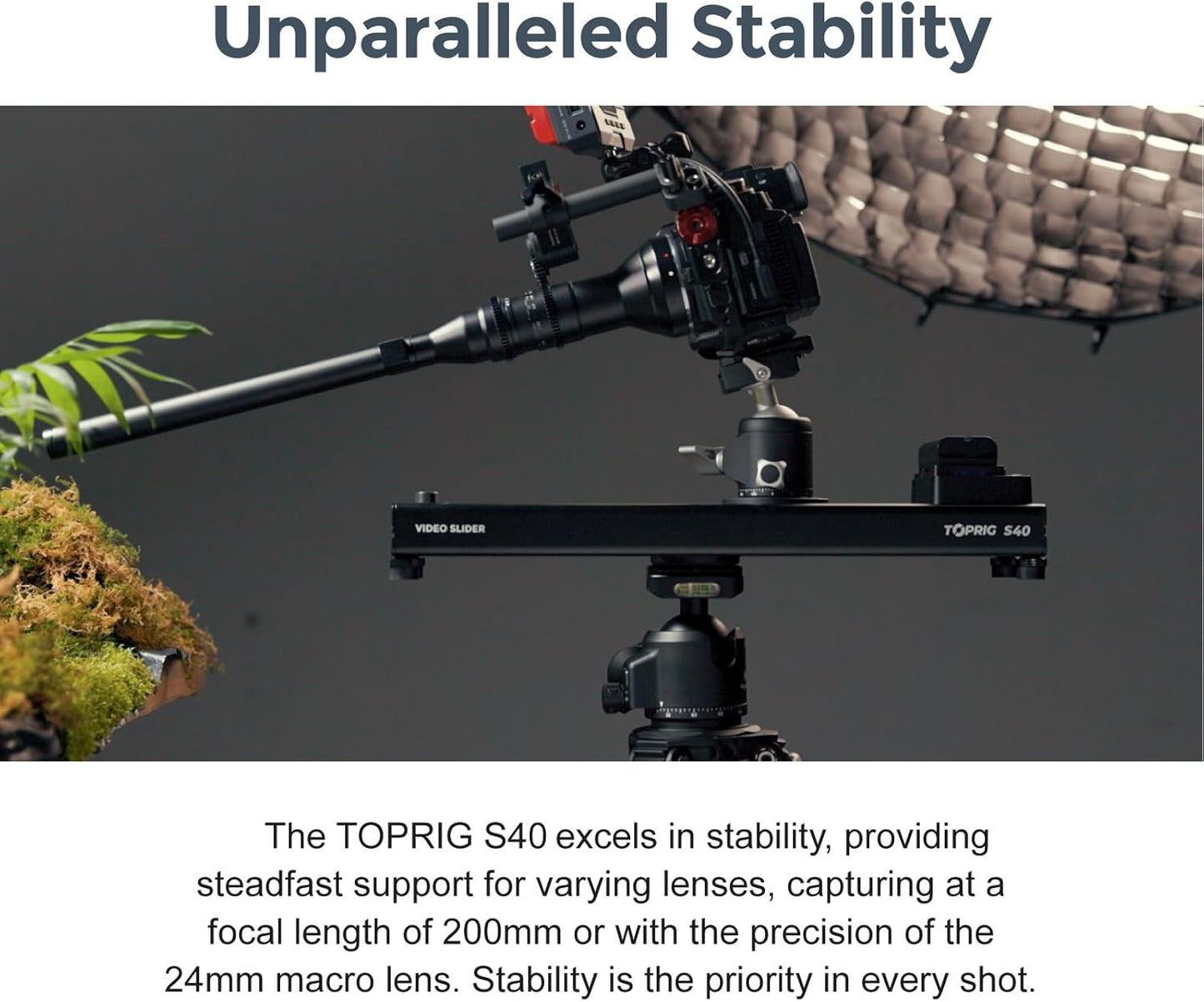 Accsoon Toprig S40 Motorized Camera Slider 40cm/16 App Wireless Control Carbon Fiber Dolly Rail Slider Support IME Lapse Photography