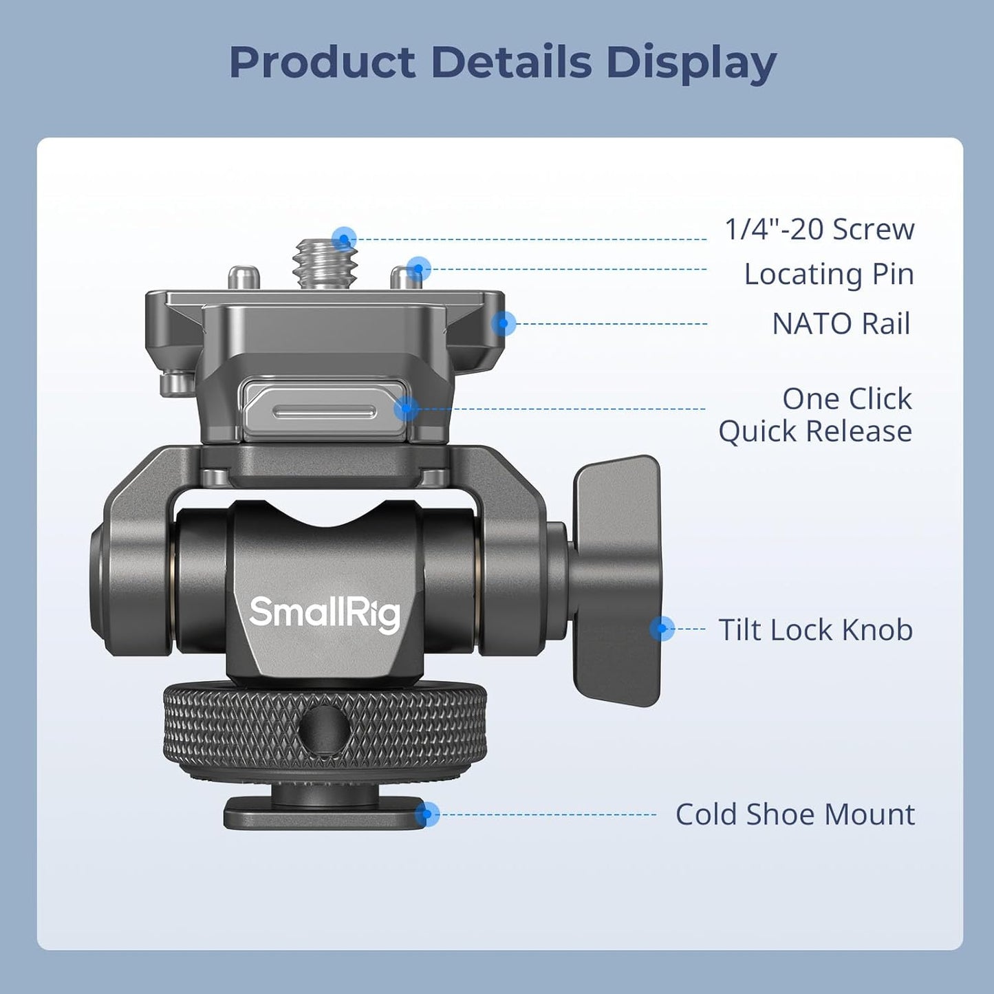 SmallRig HawkLock H21 Quick Release Monitor Mount with Cold Shoe Mount, Swivel and Tilt Adjustable Monitor Holder with 1/4"- 20 Screw, Dual Anti-Twist Design, for Ninja V and V+ Monitors